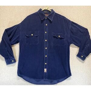 Authentic GFC Jeans Wear Shacket Mens Large Blue Corduroy Cotton Button Front